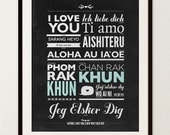 Language of Love wall decor - 16x20" Archival Print on Matte Canvas - I Love You print poster