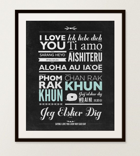 Language of Love wall decor - 16x20" Archival Print on Matte Canvas - I Love You print poster