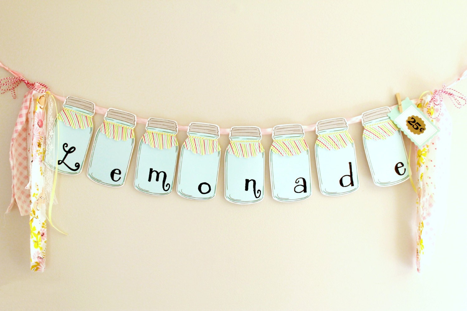 mason jar garland - party garland - room decor - summer lemonade stand