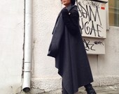 Soft Grey High Quality Kasha Fabric Sleeveless Coat / Extravagant Vest / Assymetric Top