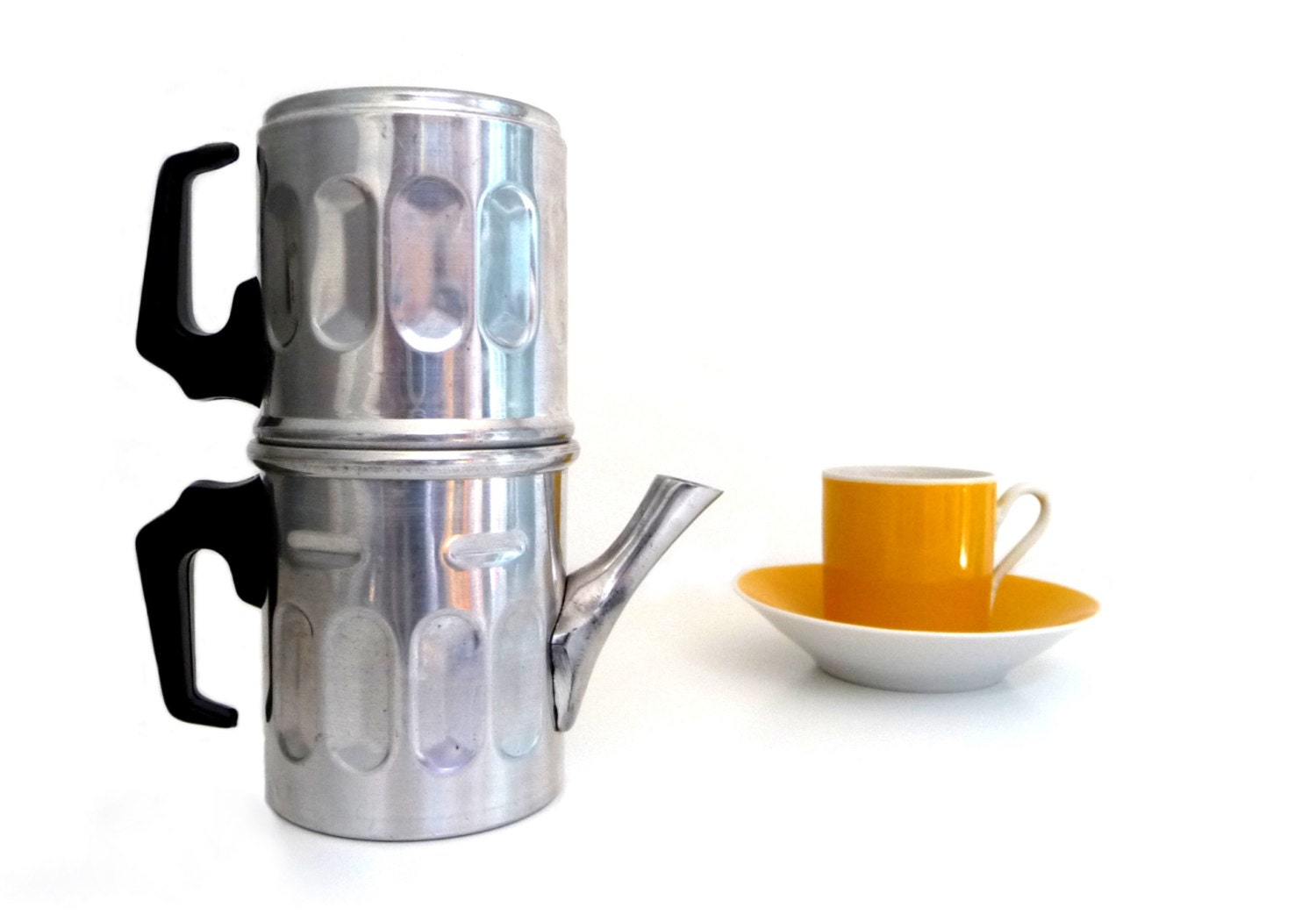 Vintage aluminum coffee maker - Neapolitan flip coffee pot - 1 cup - collectibles - 1970s - made in Italy