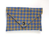 Royal Blue & Mustard Plaid Clutch