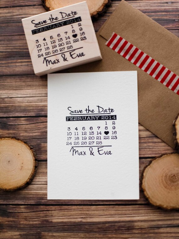 Customized Save the Date Calendar Wedding Invitation Rubber Stamp