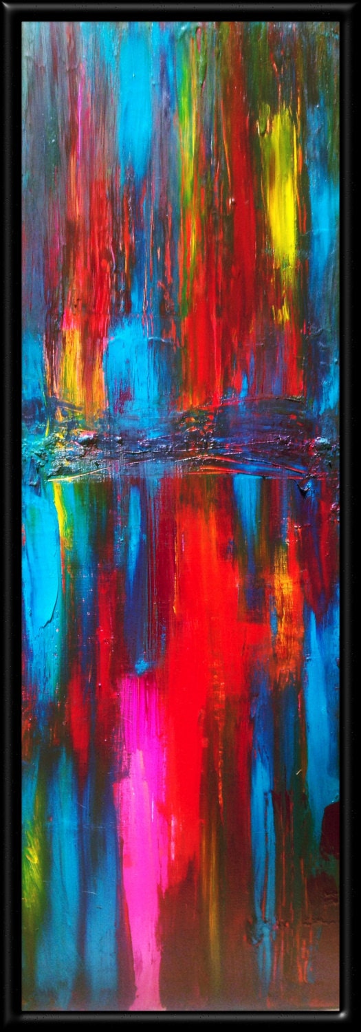 Original 12x36 Oil & Acrylic Canvas Painting By Kylen B