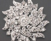 Bridal Sparkling Crystal Flower Brooch Pin Rhinestones Silver plated Embellishment  Broach DIY Wedding Bridal Bouquet Sash