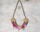 Rope and brass crescent necklace " Rosie"