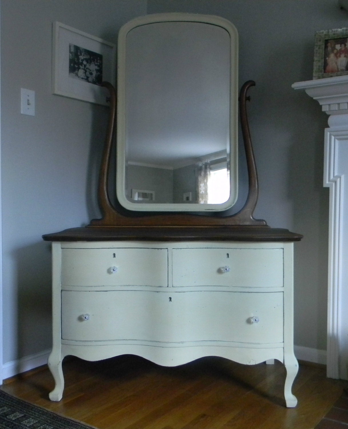 Gorgeous Vintage Walnut Dresser with Mirror