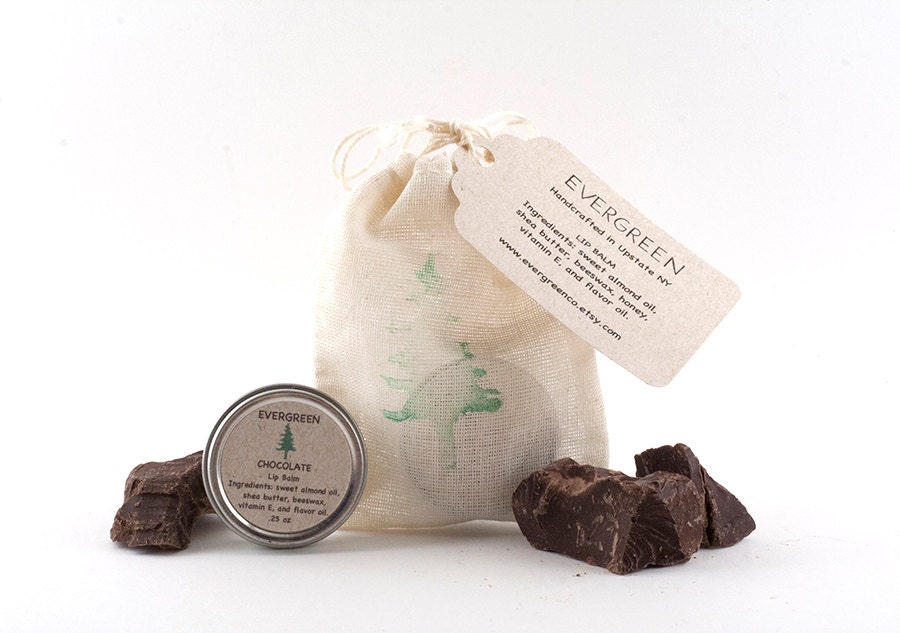 Chocolate Lip Balm - Made with local beeswax and organic shea butter - Lip balm tin