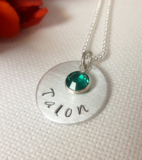 Personalized Mommy Necklace, Hand Stamped Aluminum Disc Custom Necklace,MOMMY NECKLACE