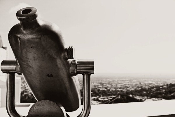 Griffith Observatory 5x7 Black and White Photography Griffith Park California Landscape Viewfinder Monocular Los Angeles