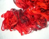Valentine Scarf Ruby Red Loopy Hand Knit Frilly Ladies Ruffled Neckwear