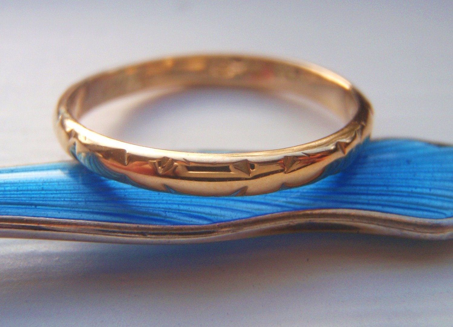 Vintage Wedding Ring. Art Deco. Solid 18K Yellow Gold. Promise Ring, Stacking Ring, Right Hand Ring.