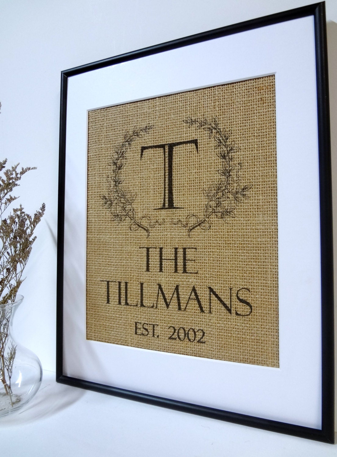 Burlap Art Wall Decor Personalized