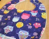 Purple Flower Owler : Plastic Lined Bib