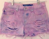Dip Dyed Denim Shorts Mid Waisted Tie Dye Jean Shorts Hipster Tumblr