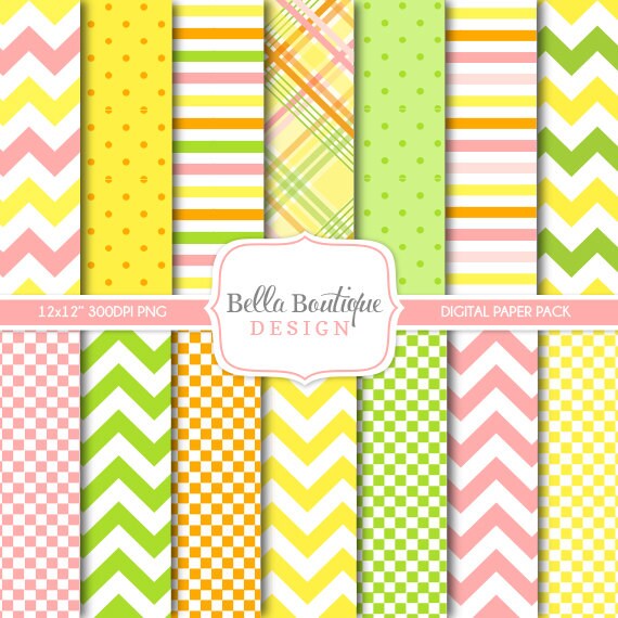 Instant Download, SEAMLESS, Pink, Yellow, and Lime Lemonade Stand - 12x12" Digital Paper Pack Il_570xn