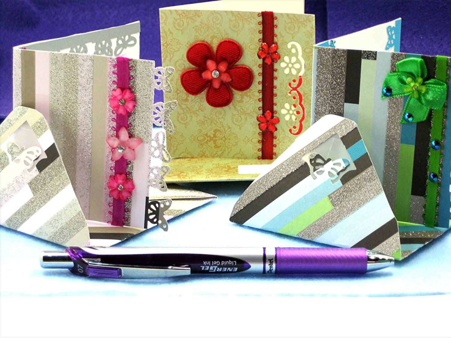 3 Charming Old World-style Notecard/Envelope Stationary Set, Embellished  Blank Card/Envelope, Hand crafted Card/Envelope Stationary Set