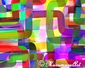 Nursery Art Print, PIPELINES, Colorful Geometric Painting, Digital Painting, Modern, Rainbow Colored, Abstract, 29 x 29 cm / 11,4"x11,4"