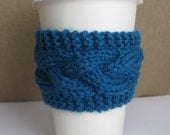 Sapphire Blue Handknit Coffee Sleeve