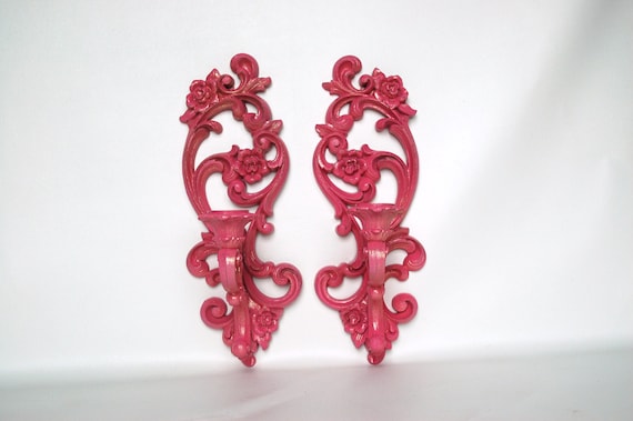 HOT PINK WALL Sconces With Glitter by Lollipopfigurine on Etsy
