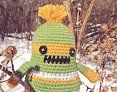 Crochet Monster - Amigurumi Bakemono - green, yellow, blue stuffed handmade toy