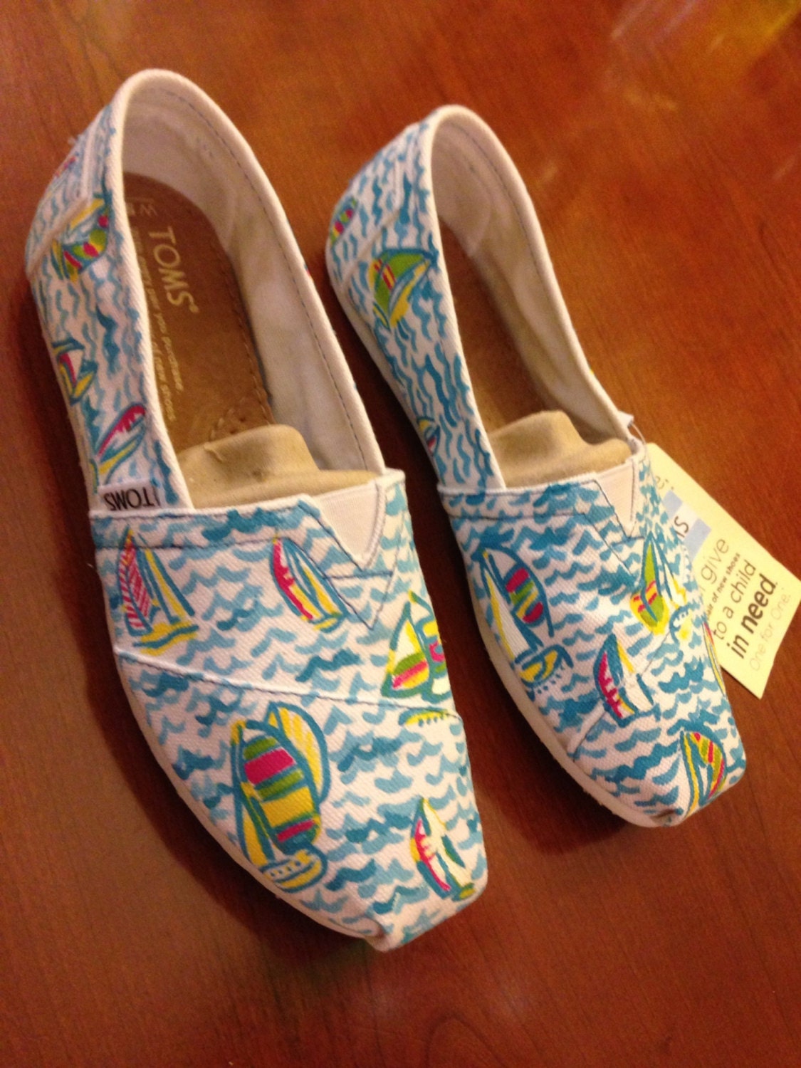 Lilly Pulitzer Inspired Handpainted Toms- you gotta regatta sizes 5-8.5