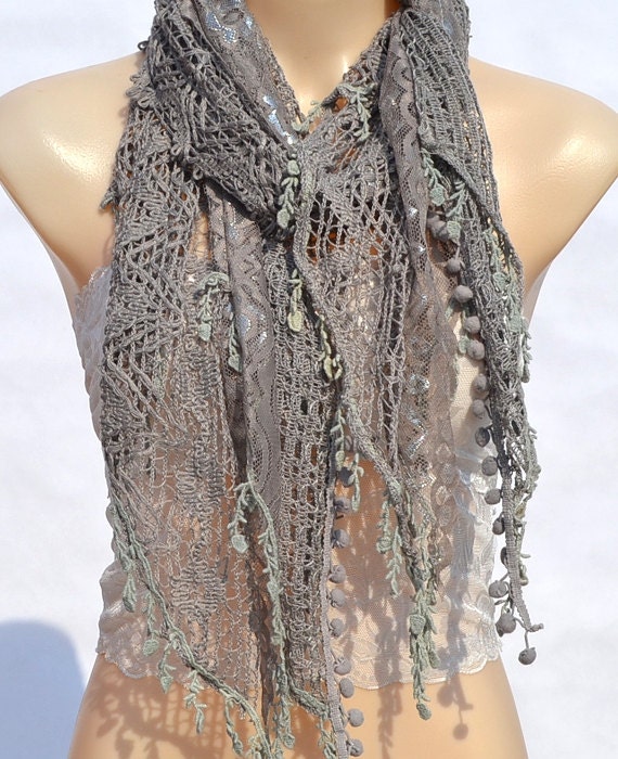 Fashion exquisite cotton lace scarf, mesh lace stitching scarf, khaki lace scarf, shawl, women's accessories