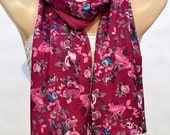 Double cotton scarf, original design, red flowers lace scarf, scarf, shawl, warm, multifunctional woman accessories