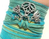 Namaste Lotus Silk Wrap Bracelet Yoga Jewelry Buddha Sacred Elephant Arm Band Ganesha Etsy Unique Mothers Day Gift Under 50 Item Y37