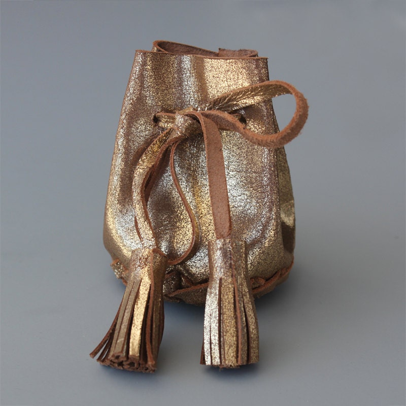 Gold Leather Coin pouch