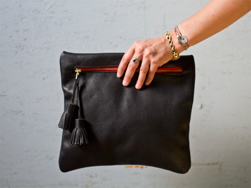Large Leather Folded Clutch