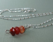Minimalist Red Stacked Bead Necklace Silver Plated Ball Tube Chain