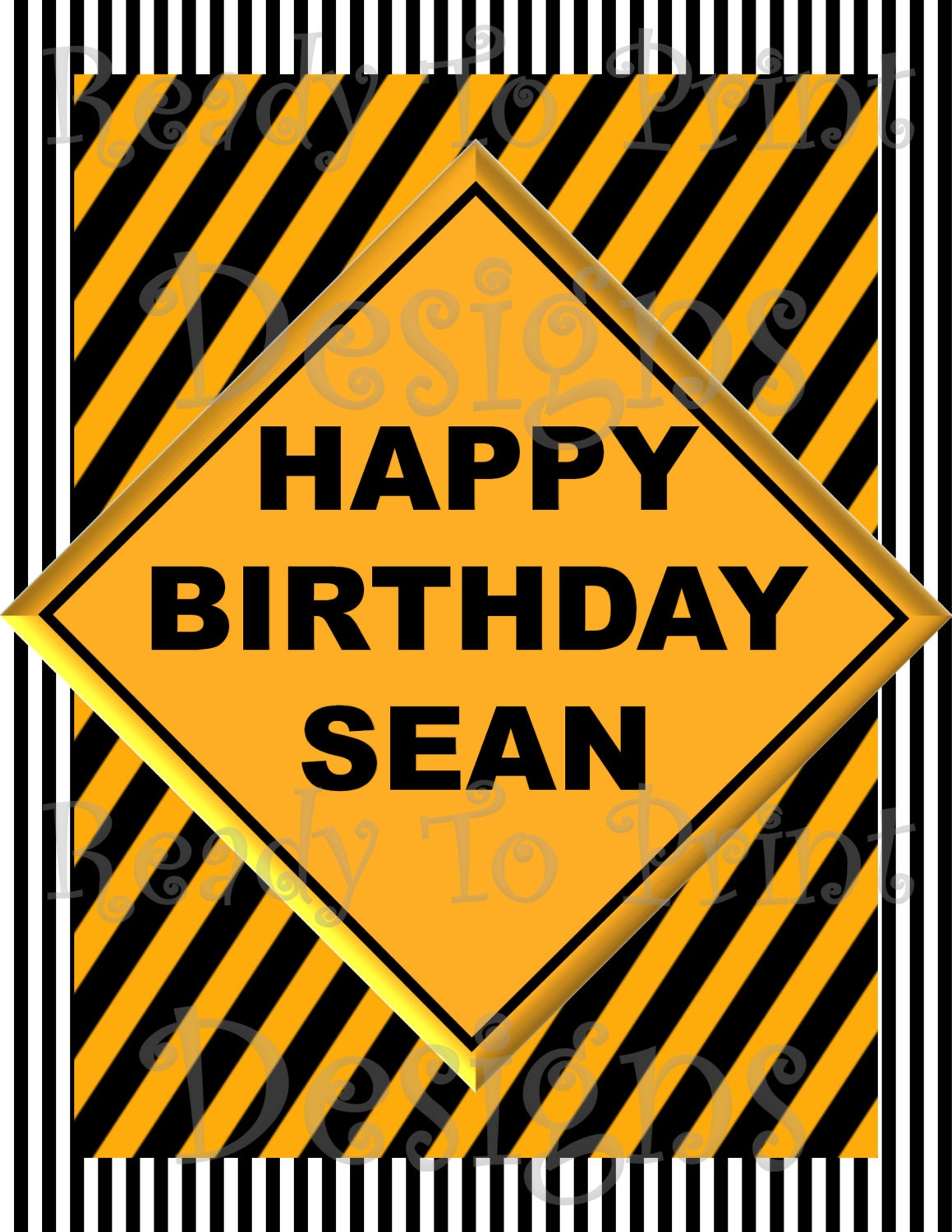 Birthday Party Sign - Construction Themed size: 17" x 22" or fit to paper size - Personalized With Name - DIY Printable Party Decorations Il_170x135