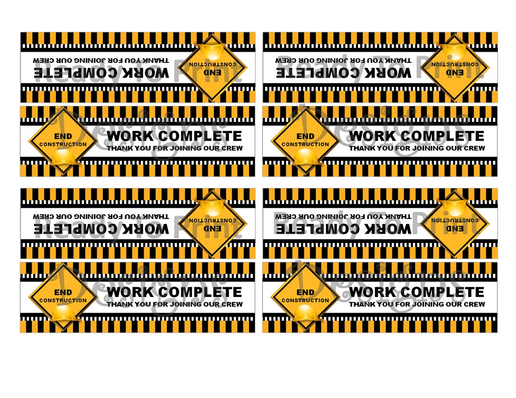 Construction Favor Tags - Gold, Black and White - Custom DIY Printable Party Decorations Il_170x135