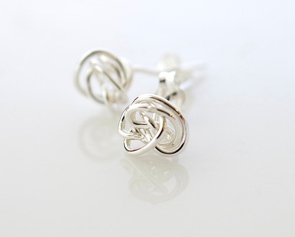 Fine Silver Love Knot Earrings, Silver Stud Earrings, Small Earrings, Delicate Earrings