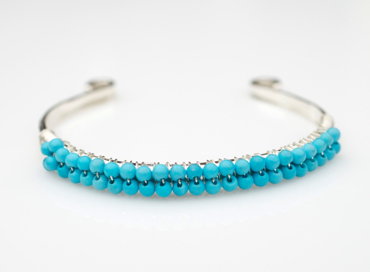 Sterling Silver and Turquoise Bangle Bracelet, Sterling Silver Cuff Bracelet, Turquoise Bangle Bracelet