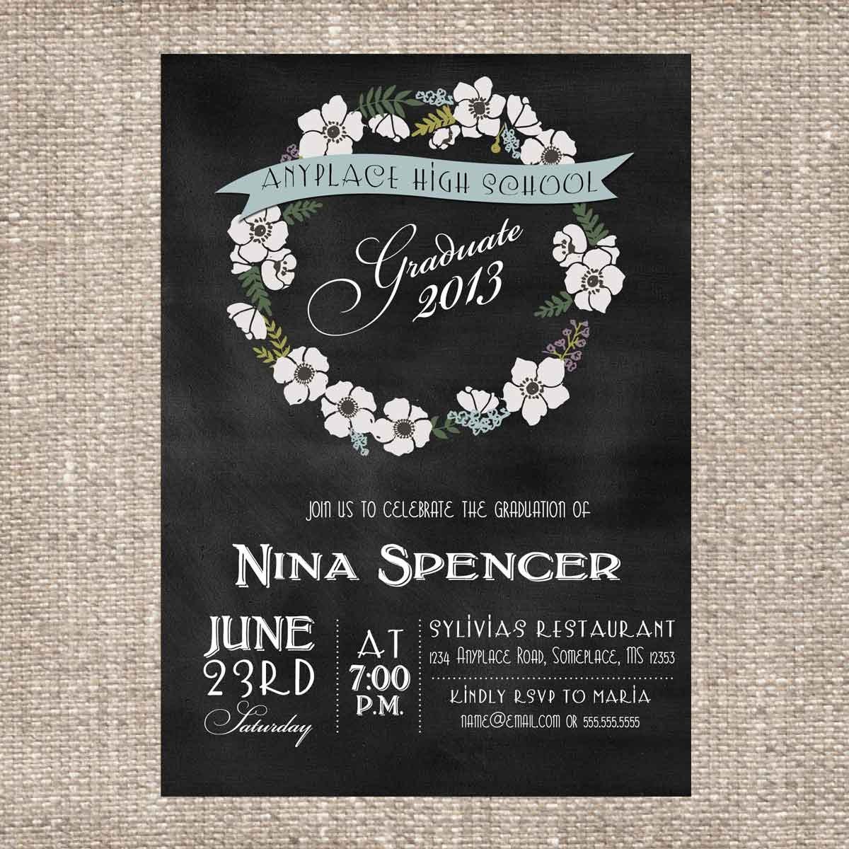 College/ High School Graduation Chalkboard Invitation Announcement Card Il_170x135