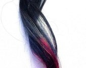 Dip Dye on brown hair extensions - medium brown with blue and pink tips. 2" wide, 18" long - TWO PIECES