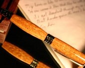 Wood Pen in beautiful afzelia wood with sculptured gold setting