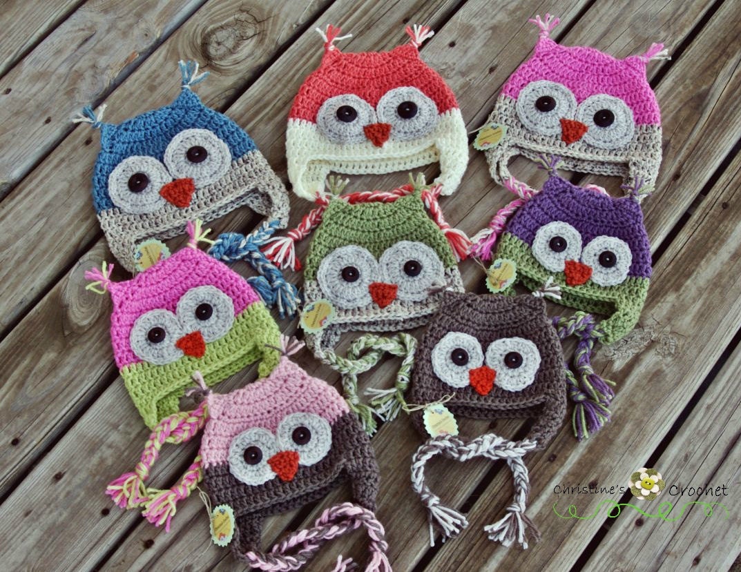 PATTERN Crochet Owl Hat  sizes Newborn - Toddler