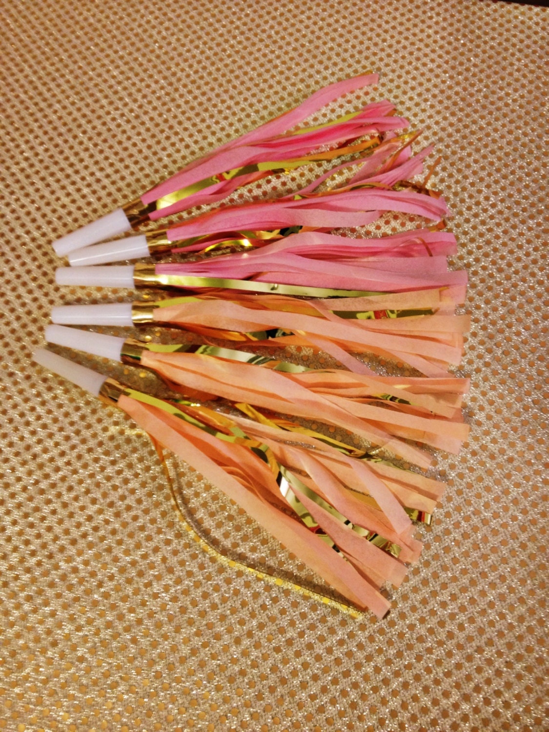 10 Party fringe metallic noise makers horns