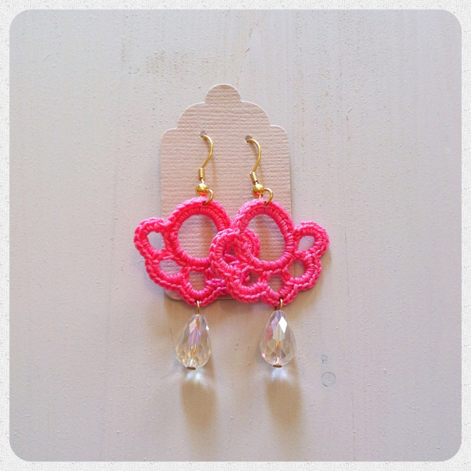Crochet earrings Pink Summer