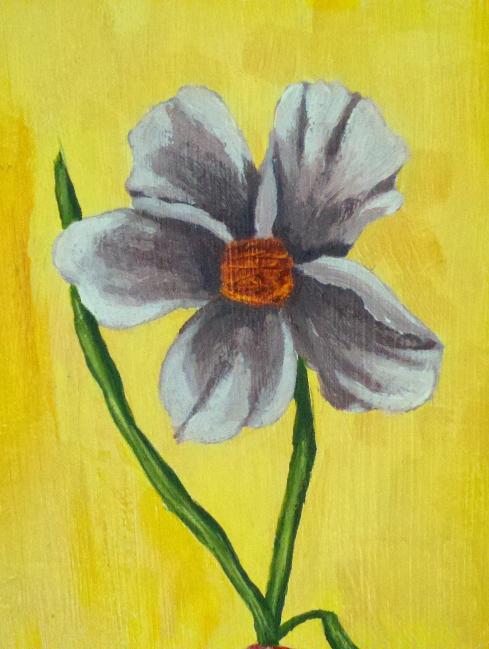 Bright and Sunny Purple Flower Original Acrylic Painting 10" x 14"
