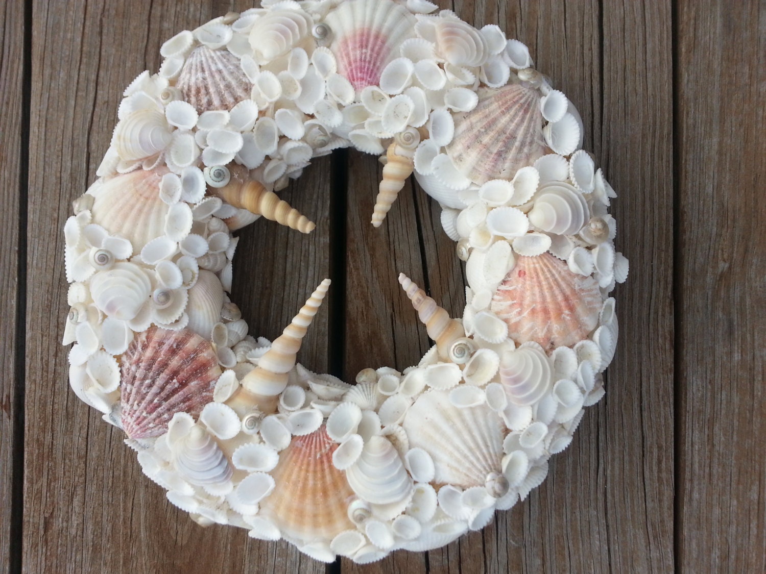 Nautical Decor Beachy Sea Shell Wreath Wedding Decoration (optional mirror )