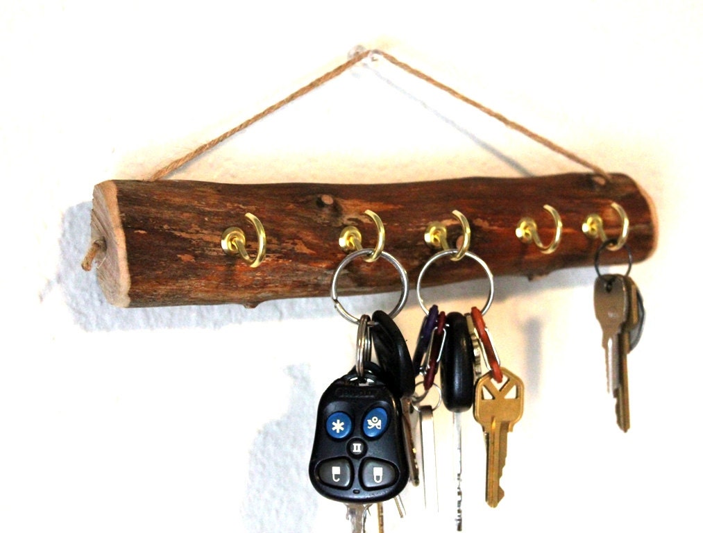 Wall Key Holder Rack - Reclaimed wood key holder - key hook holder - Wall Key holder Natural wood organizer