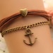 LOVE bracelet,retro bronze anchor and love heart bead bracelet,brown rope bracelet---B297