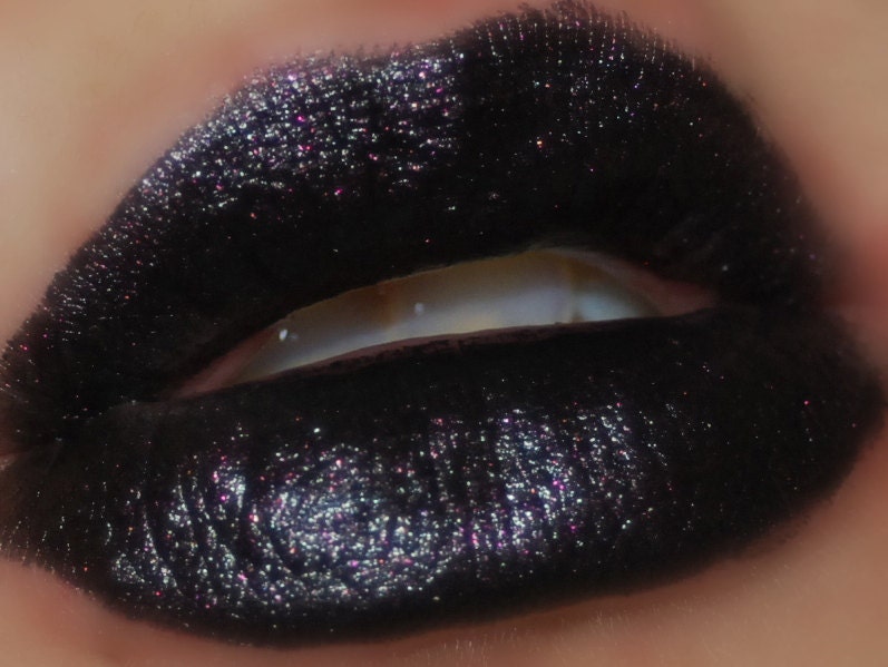 Black Dahlia Lipstick - Black With Pink Glitter