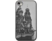 St Petersburg Iphone case - Iphone 4 case - Iphone 5 case - St Petersburg Russia - black and white Iphone case - onion dome Iphone case