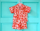 Vintage Toddler Red Hawaiian Shorts and Shirt