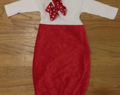 Newborn Red Minky Gown and Hair Bow set